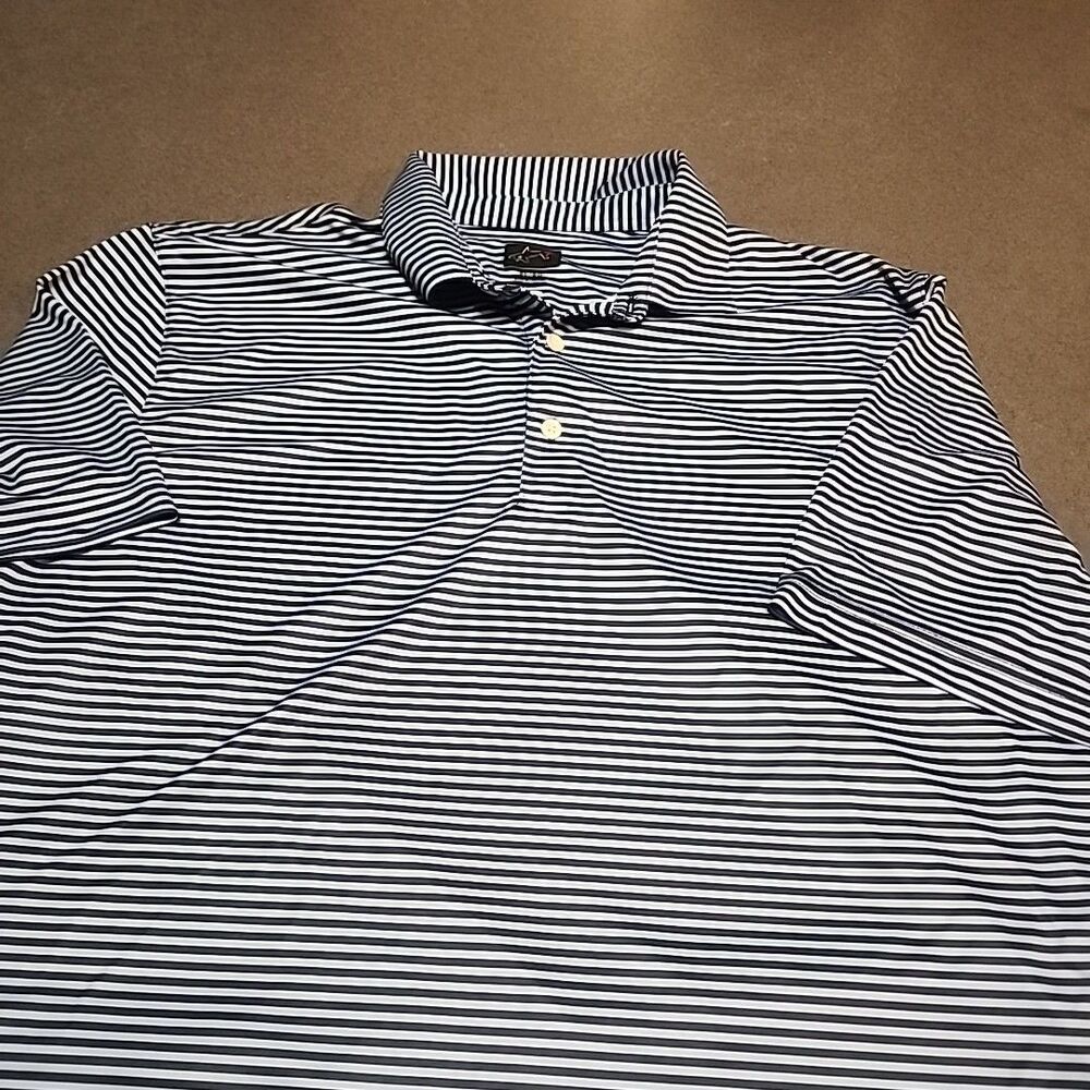 Greg Norman  Men’s Golf Performance Stretch Polo Shirt Blue  Stripe Size XLarge